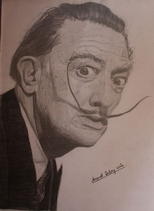 Graphite portrait with a dramatic moustache