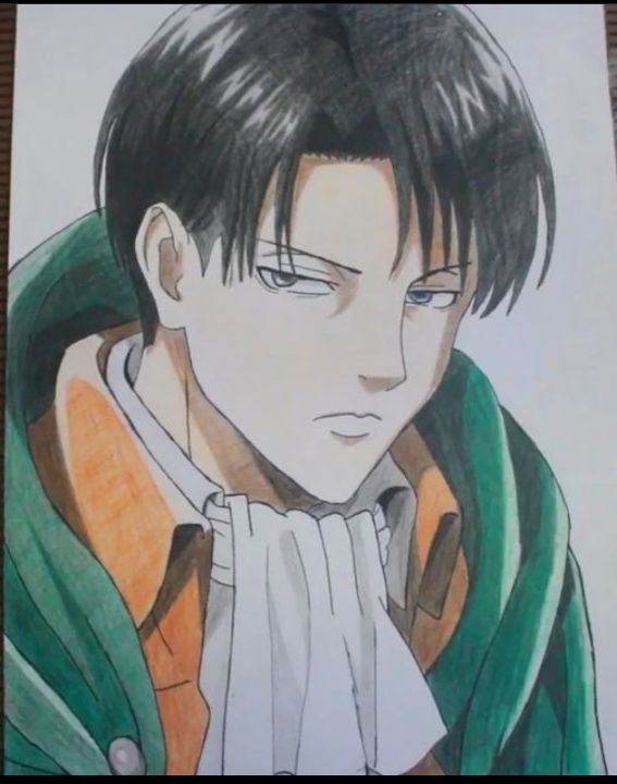 Anime character in colour pencil